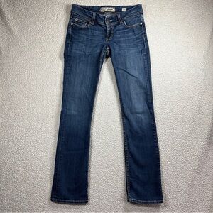 BKE Denim Sabrina Boot Women Stretch Size 27 Long Dark Wash Low Rise Blue Jeans